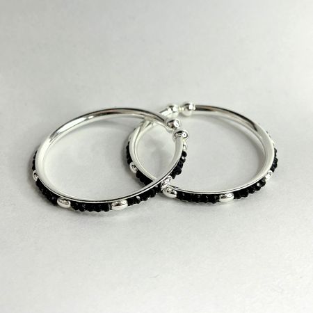 Handcrafted 92.5 Sterling Silver Black Beaded Pair Kada